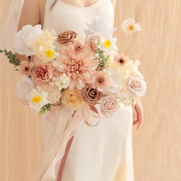 Artificial Flowers and Greenery Combo Box Set for DIY Creamy Yellow & Pink Weddi - Picture 3 of 4